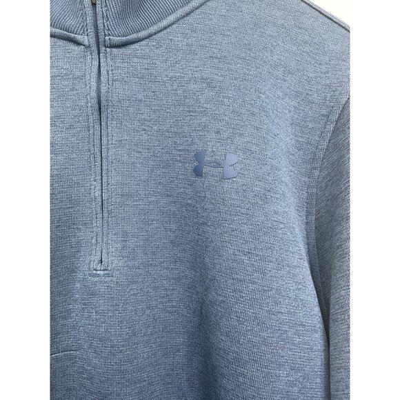 Under Armour Mens Loose Fit 1/4 Zip Sweater Blue Size L Fleece - Picture 2 of 8